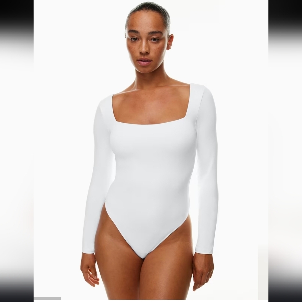 BABATON ARITZIA Contour Bodysuit  Square Neck Long Sleeve Blue Women's Large